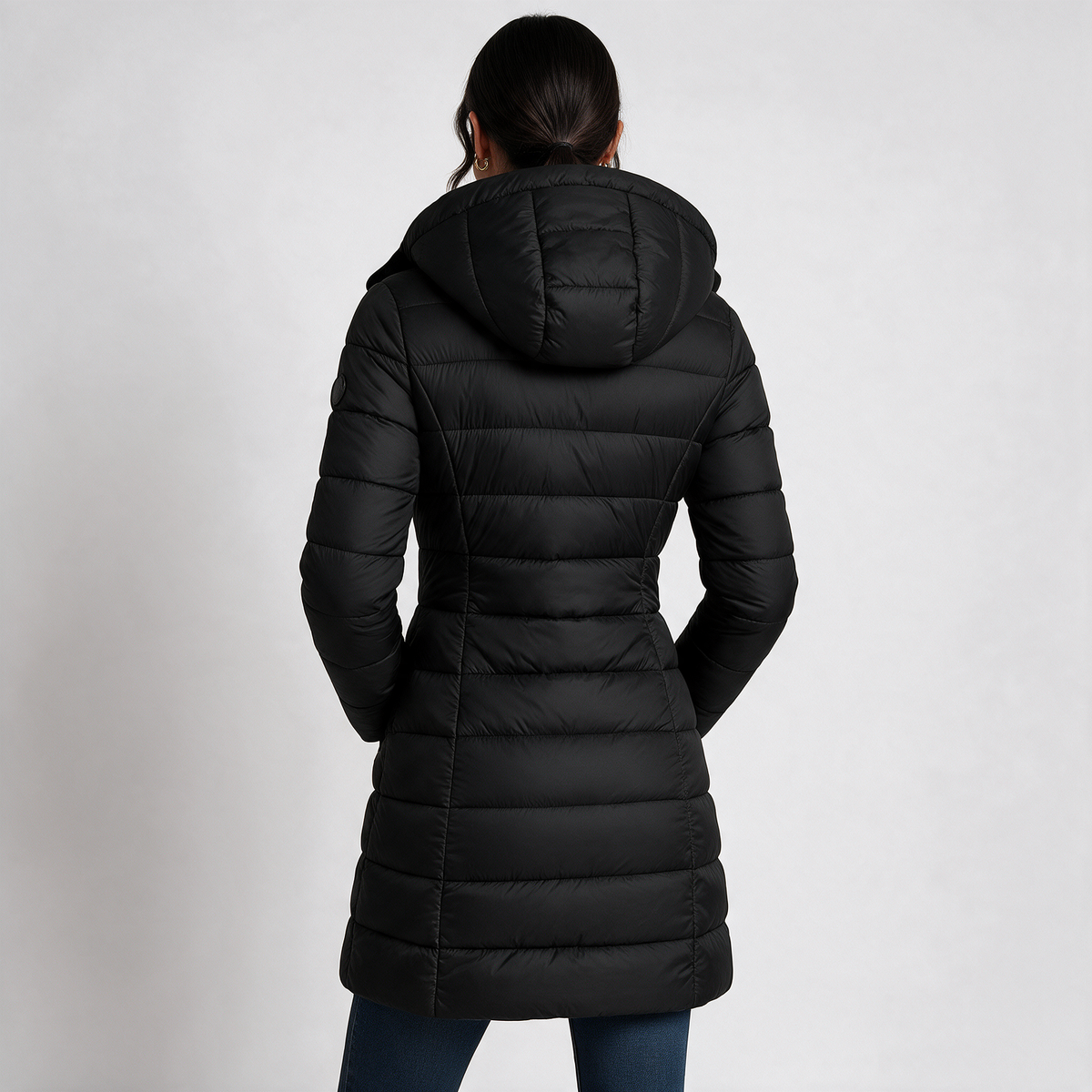 Chaqueta Acolchada Mujer con Capucha - Abrigo Ligero Midi