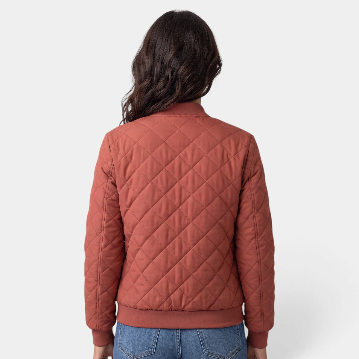 Women's Quilted Bomber Jacket with Pockets