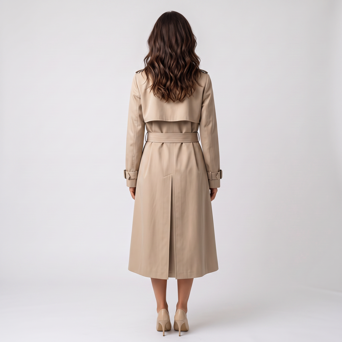 Women's Long Trench Coat with Belt