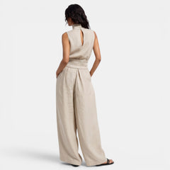 Women's Cotton Linen Sleeveless Set - Top and Pants 2-Piece Outfit
