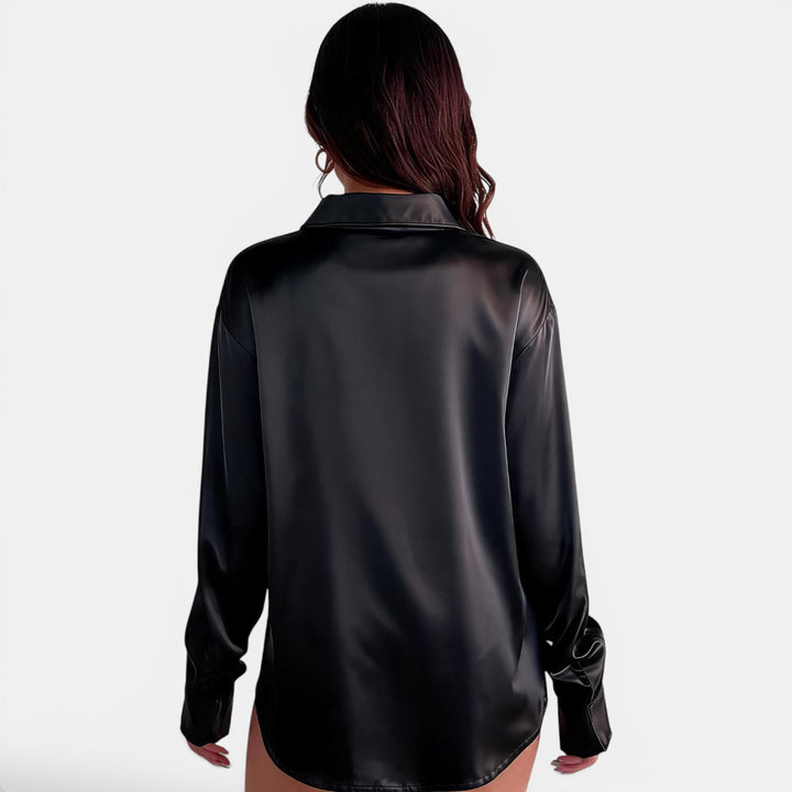 Blusa Satinada Mujer Manga Larga