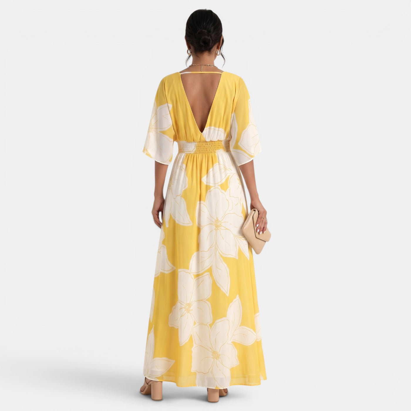 Vestido Largo Floral Mujer Escote V