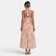 Vestido Mujer Floral Sin Mangas Espalda Abierta