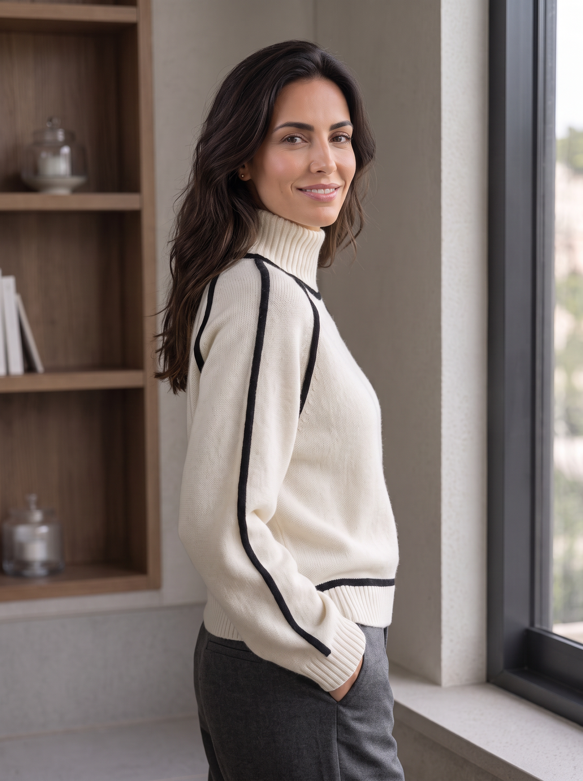 Suéter Mujer Oversize Cuello Alto