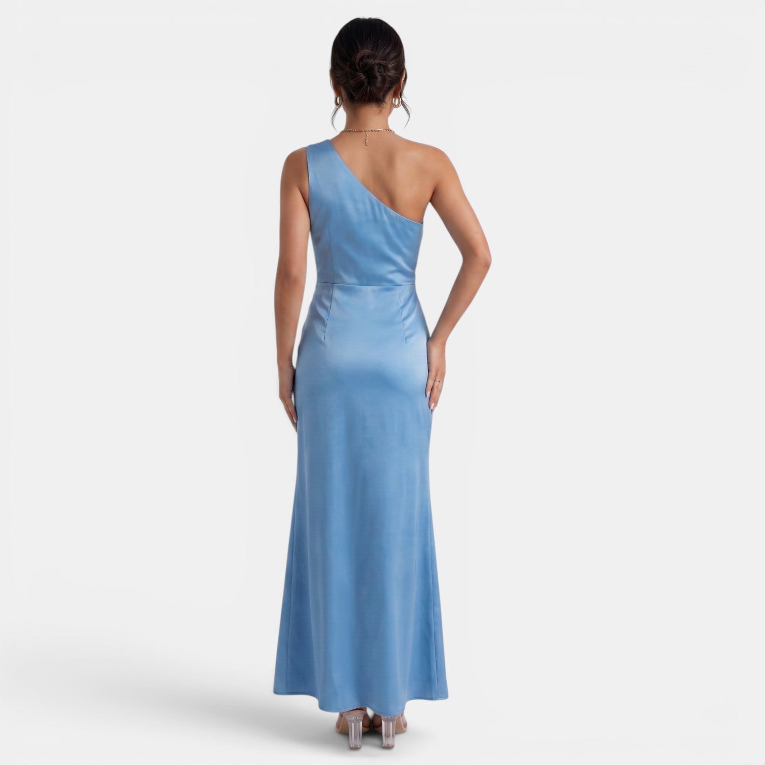 Vestido Satén Mujer Un Hombro