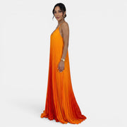 Vestido Largo Halter Plisado Mujer