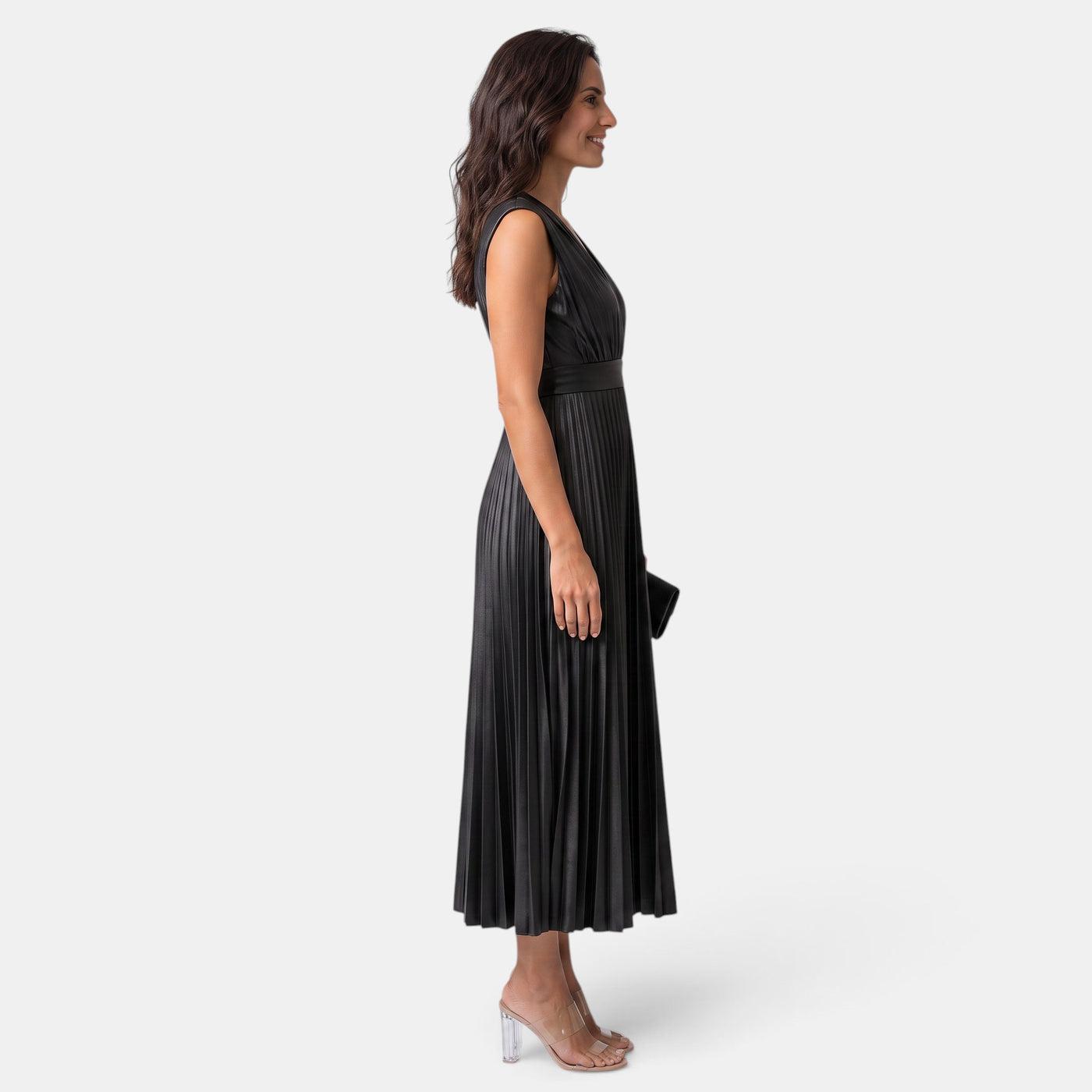 Women's Elegant V-Neck Satin Dress