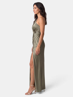 Women's Maxi Wedding Guest Dress - Asymmetric Hem