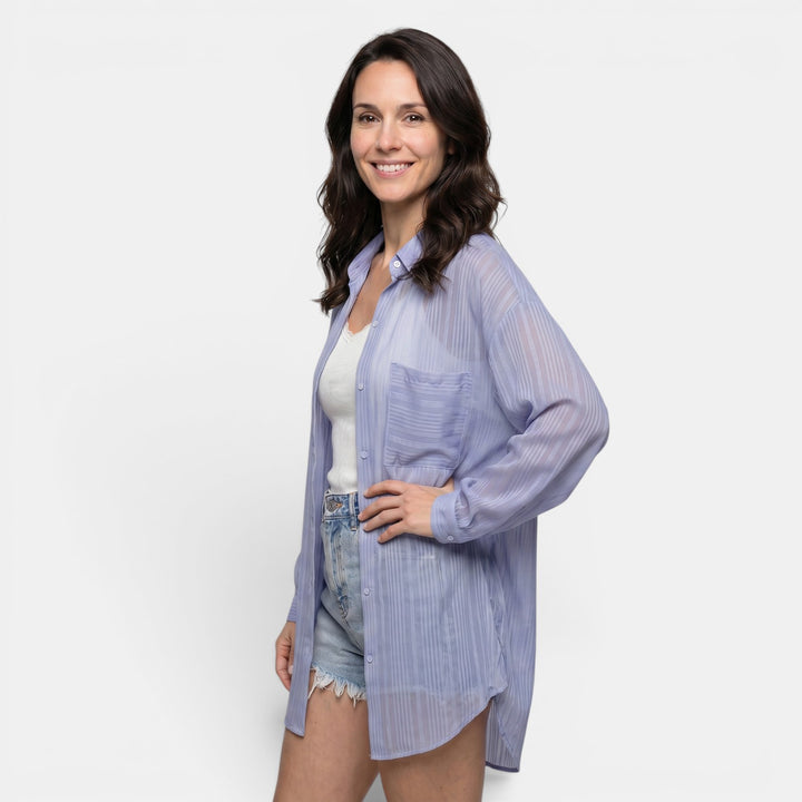 Camisa Chiffon Mujer Verano Transparente