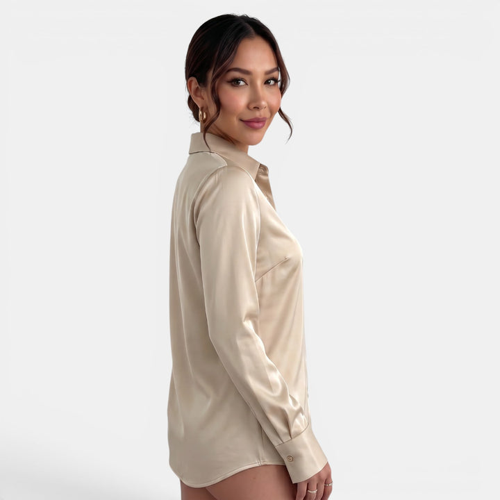Blusa Satinada Mujer Manga Larga