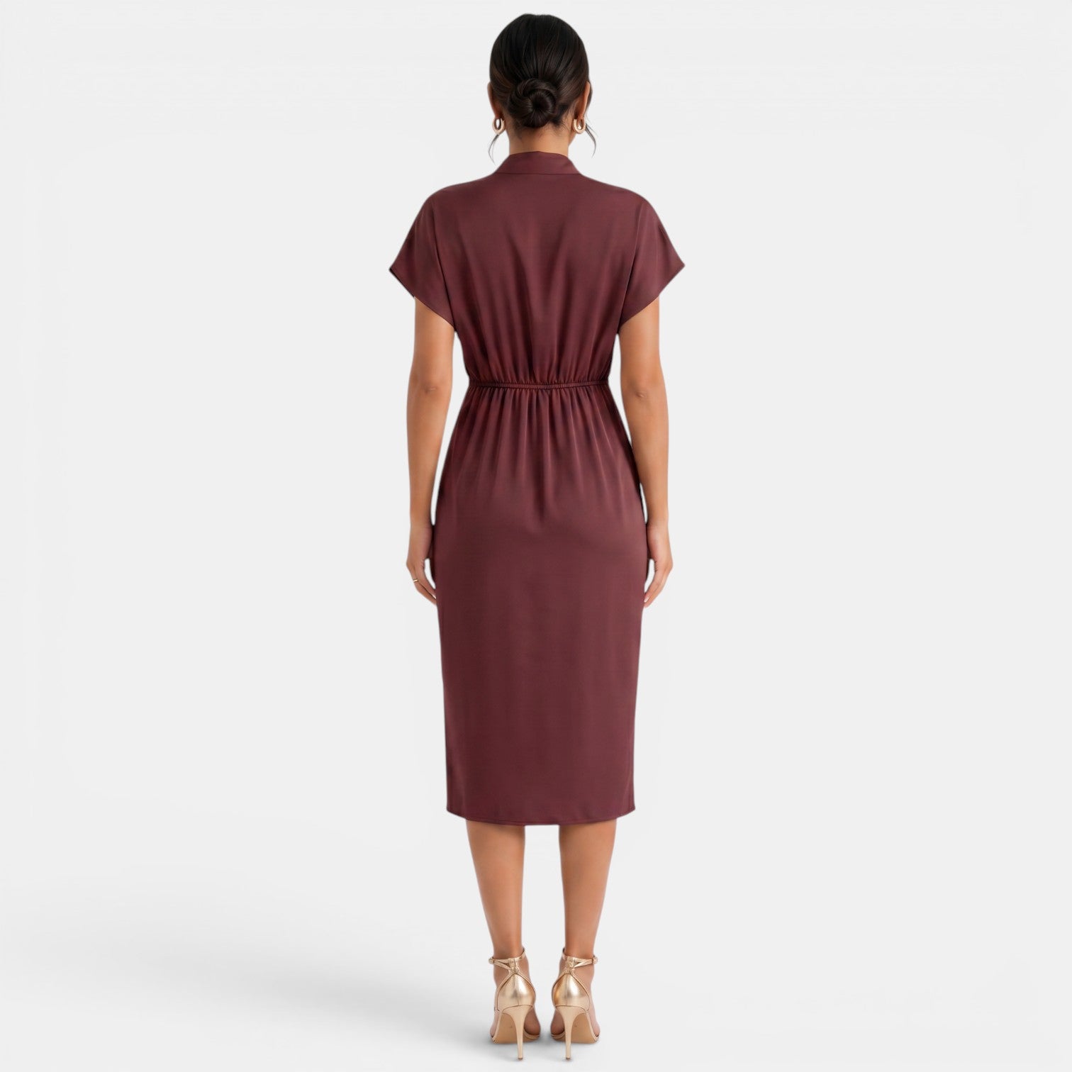 Vestido Mujer Cuello V Midi