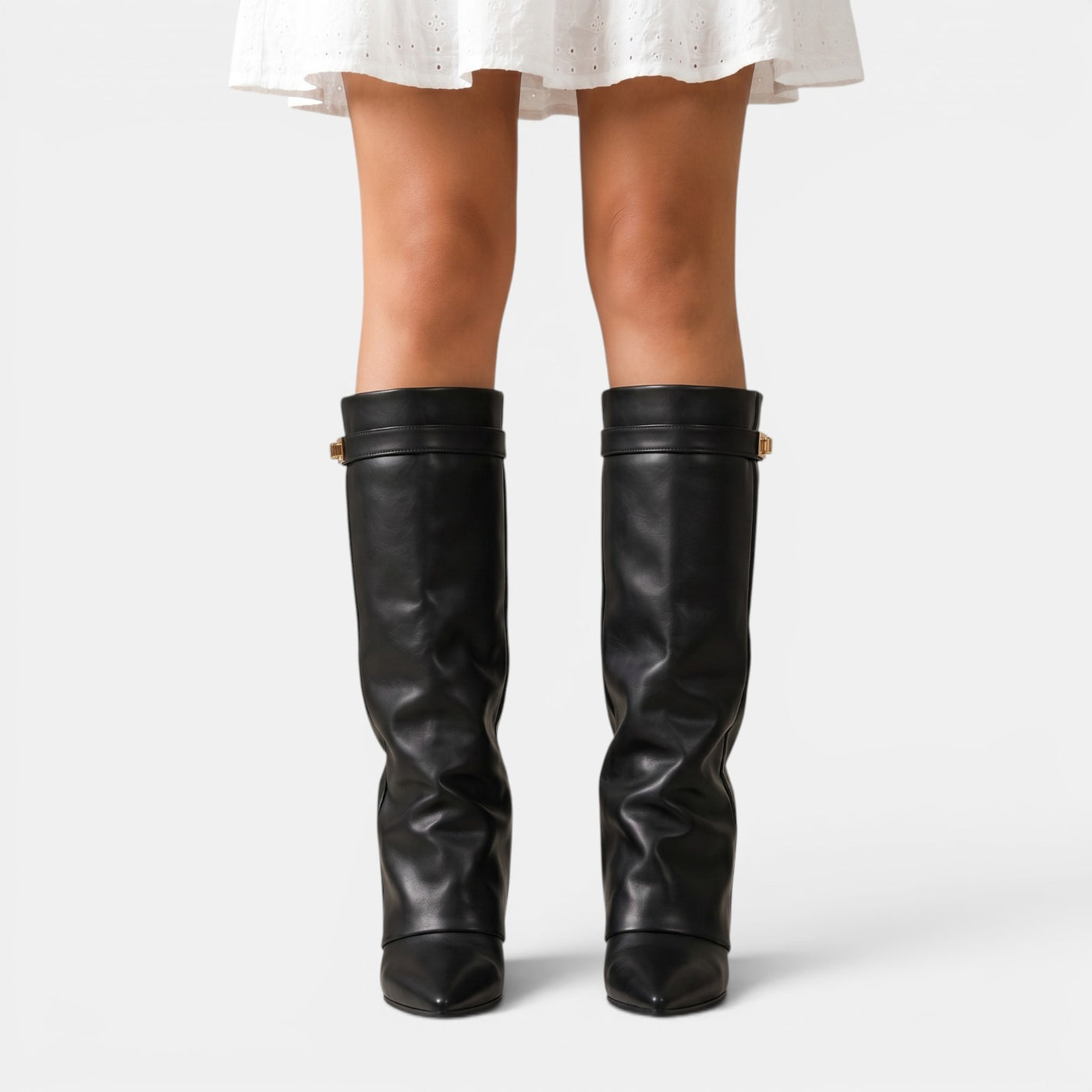 Women's Black Leather High Boots