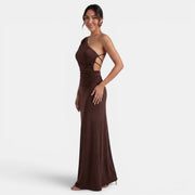 Vestido Marrón Mujer Espalda Abierta