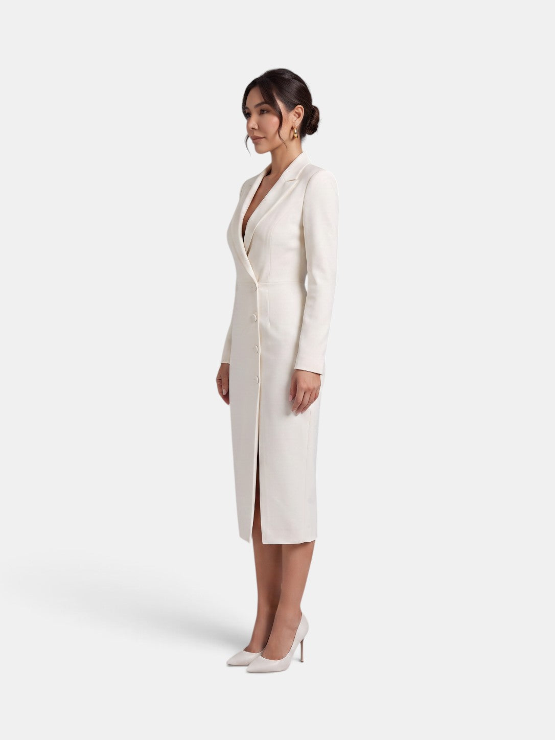 Premium White Women's Midi Blazer Dress