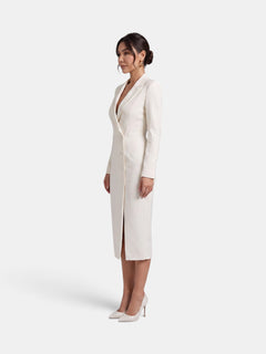 Vestido Blazer Midi Blanco Mujer Premium