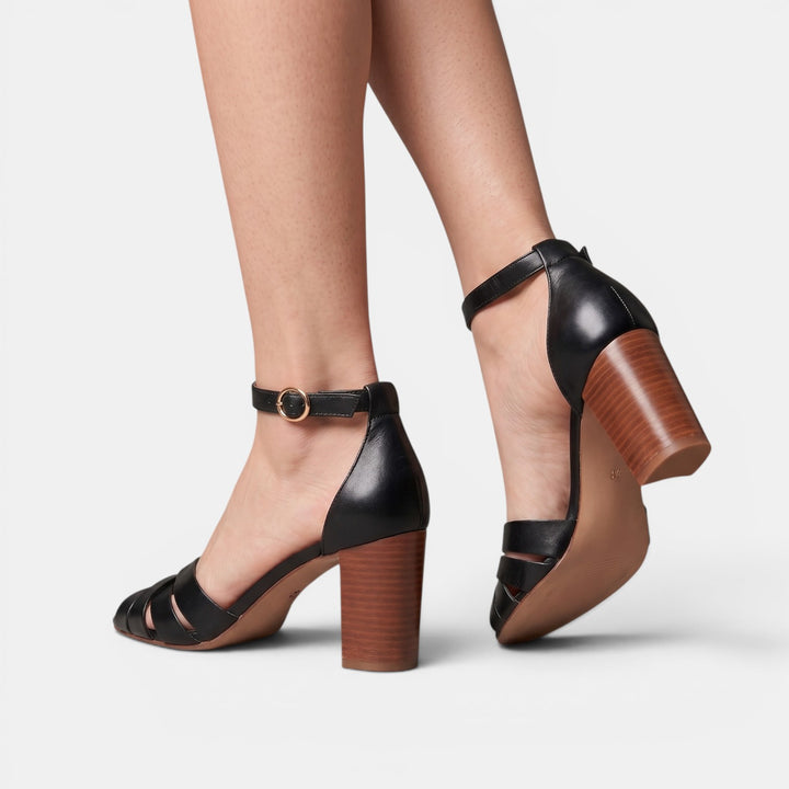 Sandalias Mujer Tacón Grueso Piel