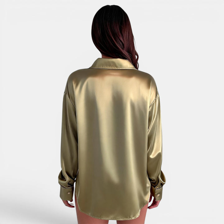 Blusa Satinada Mujer Manga Larga