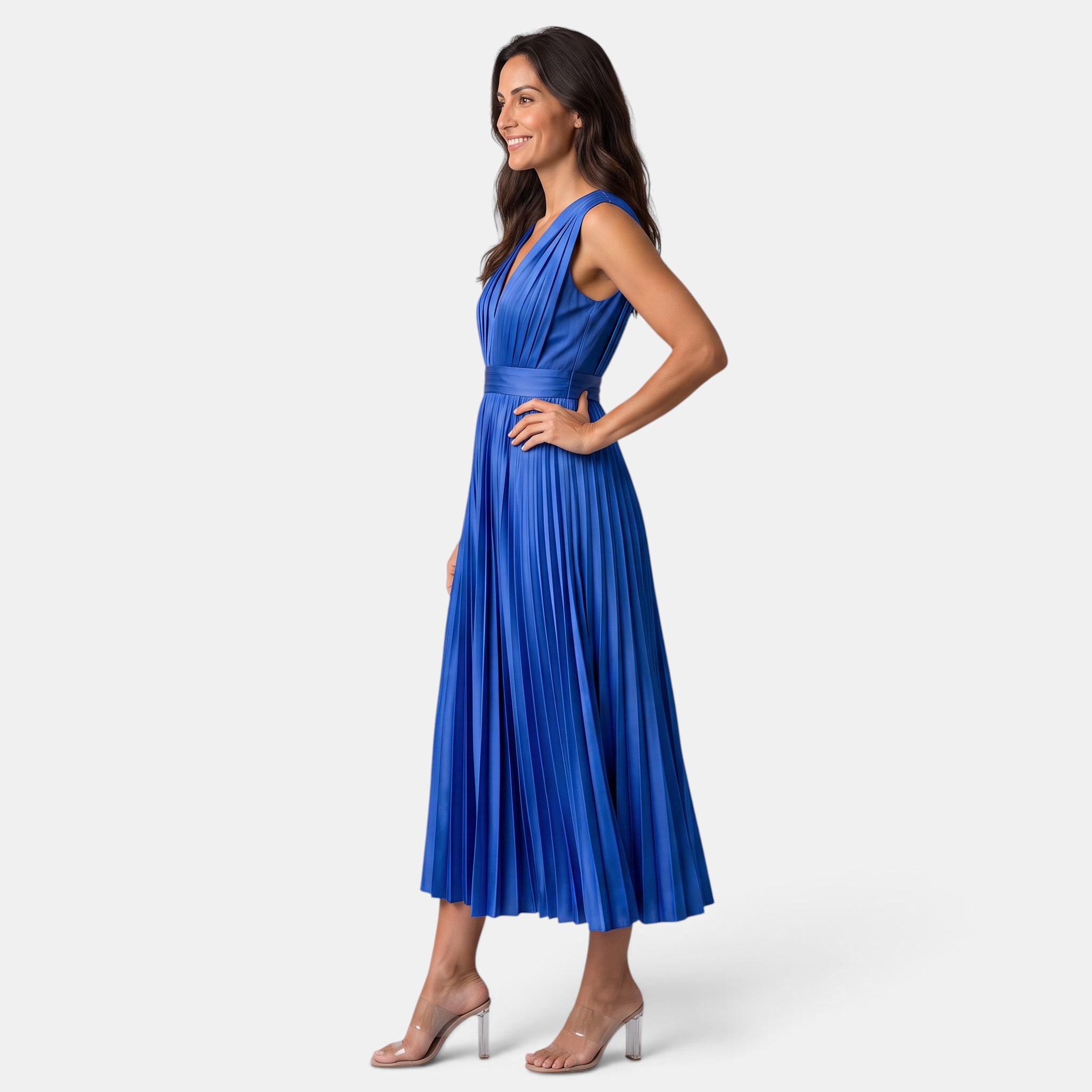 Women's Elegant V-Neck Satin Dress