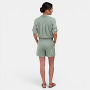 Women's Linen Cotton Half Sleeve Shirt Set