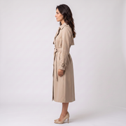 Women's Long Trench Coat with Belt