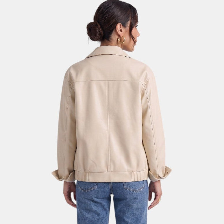 Chaqueta Larga Mujer Premium – Efecto Piel Oversize con Cremallera
