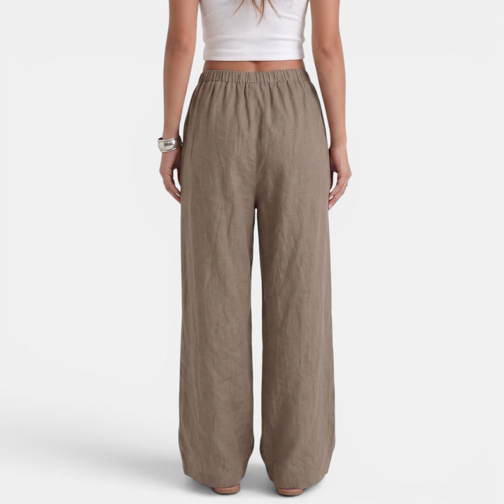 Pantalón Ancho Mujer Lino Algodón Verano
