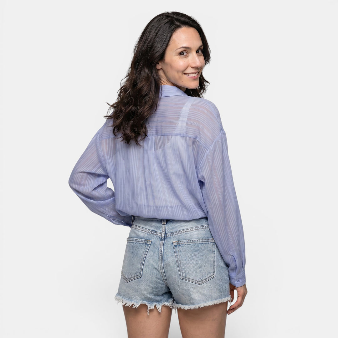 Camisa Chiffon Mujer Verano Transparente