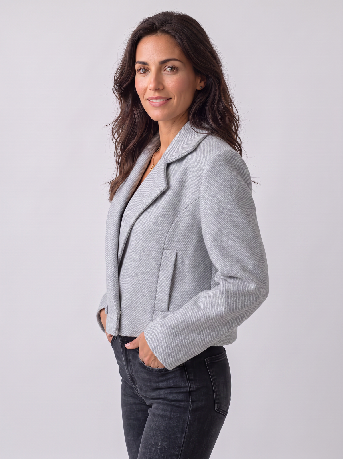 Chaqueta Mujer de Lana con Cuello Sastre y Estilo Elegante