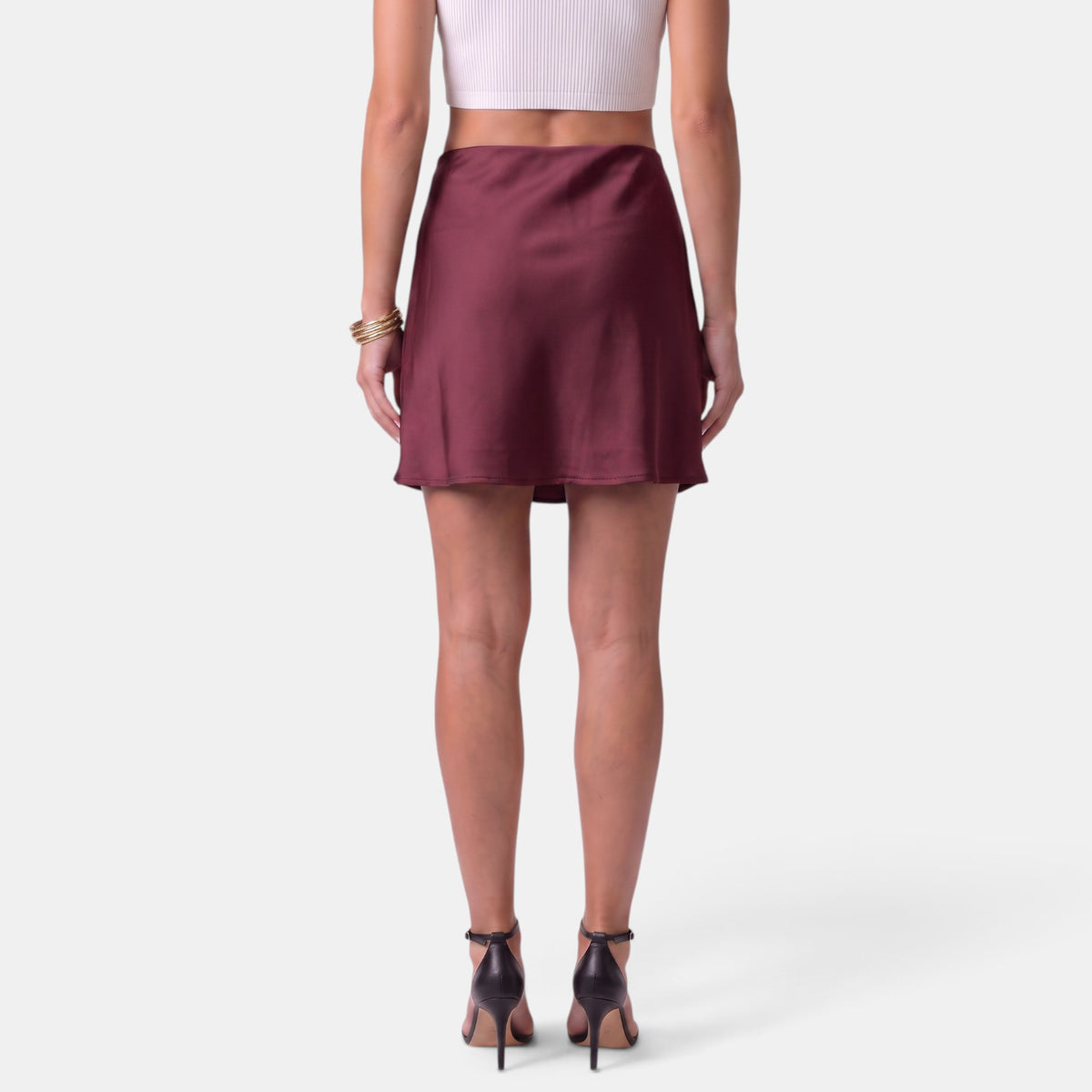 Women's Satin Mini Skirt with Drawstring