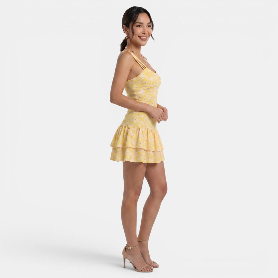 Vestido Verano Mujer Amarillo Estampado