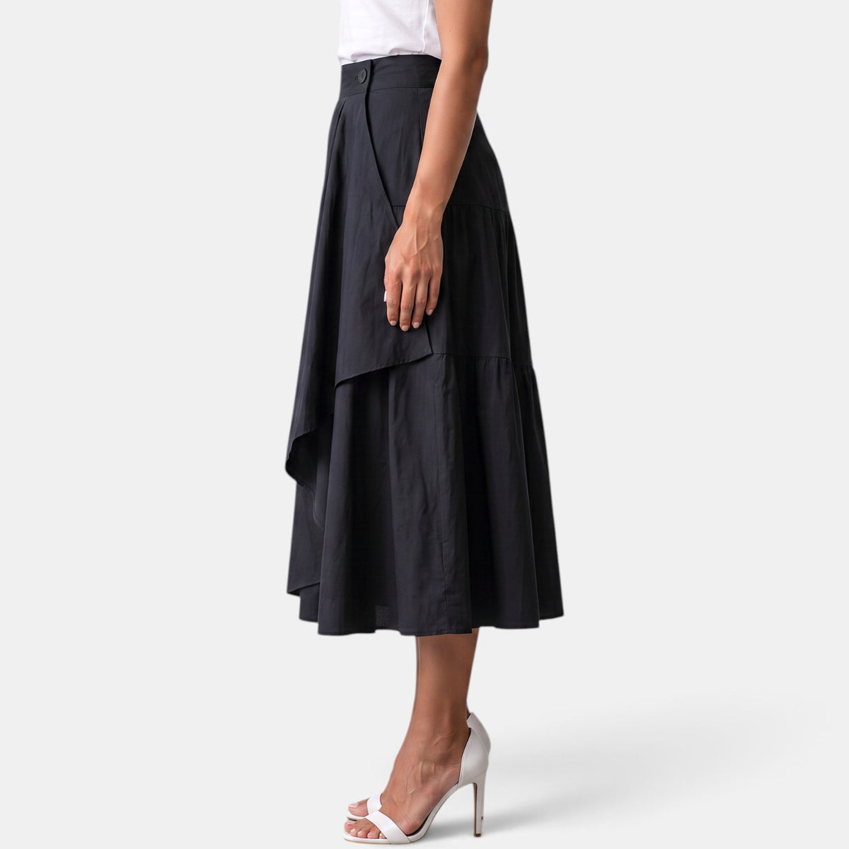 Falda Midi Mujer Cintura Alta
