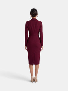 Vestido Blazer Midi Blanco Mujer Premium