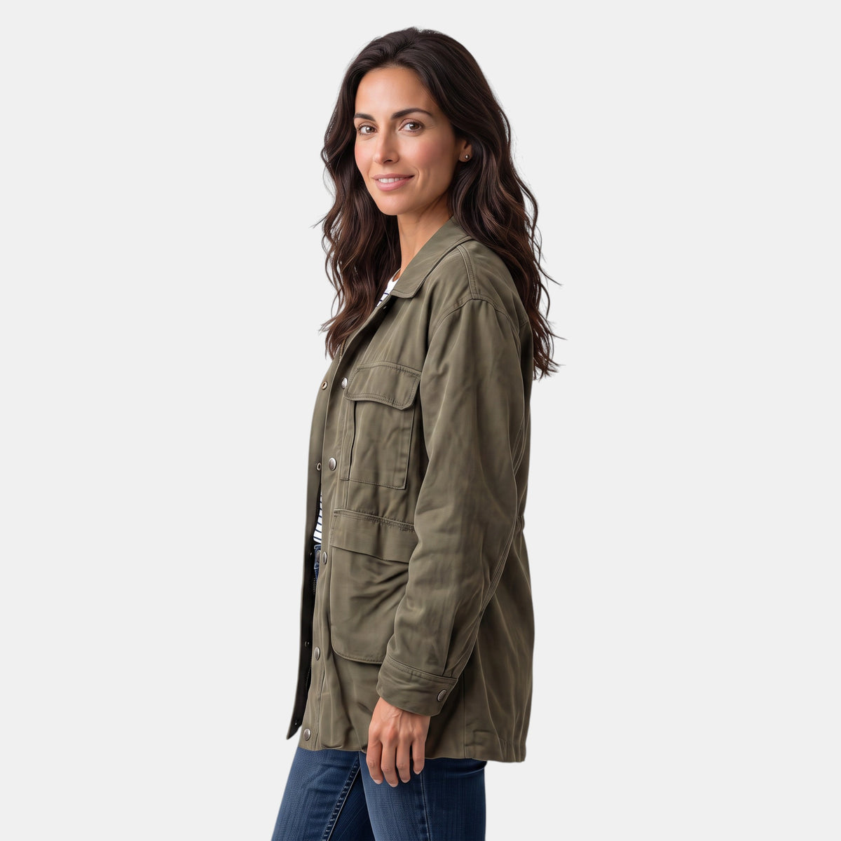 Chaqueta Utility Mujer – Estilo Militar Oversize