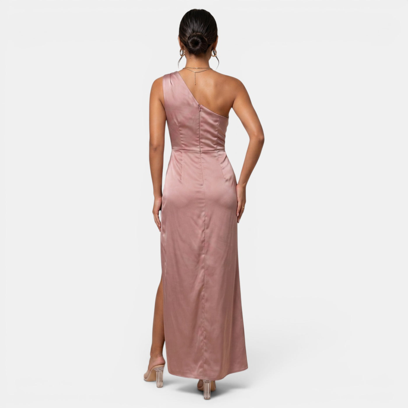 Vestido Satén Mujer Un Hombro