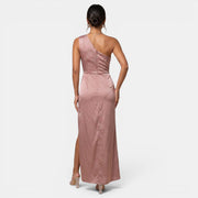 Vestido Satén Mujer Un Hombro