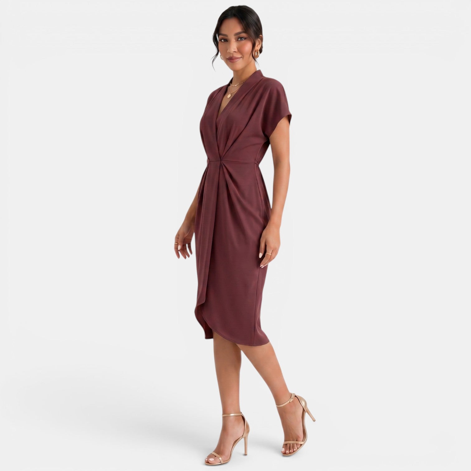 Vestido Mujer Cuello V Midi
