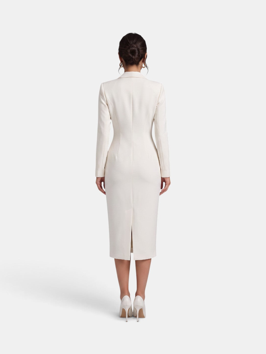 Premium White Women's Midi Blazer Dress