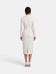 Premium White Women's Midi Blazer Dress