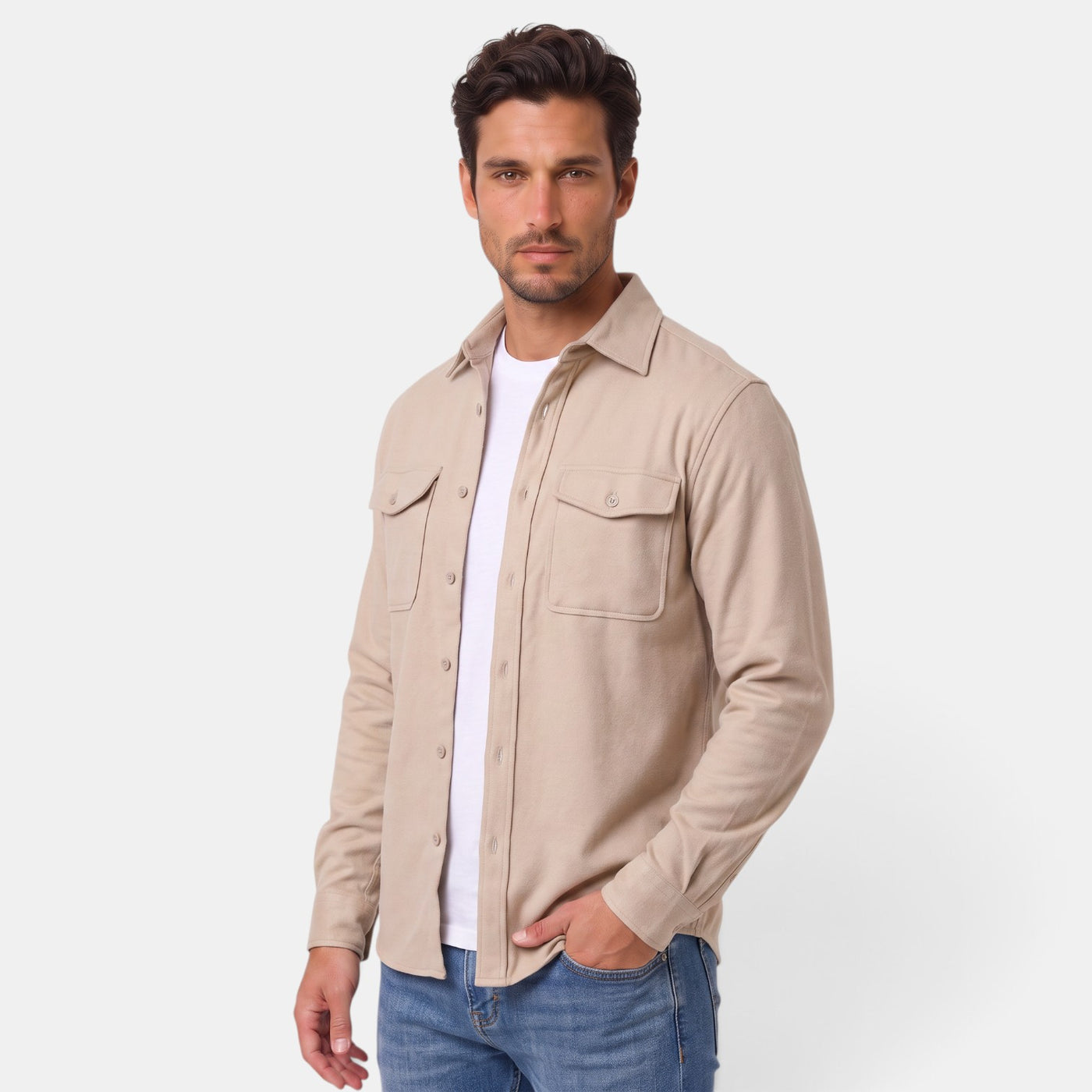 Sobrecamisa Hombre Algodón Premium Casual Manga Larga Holgada
