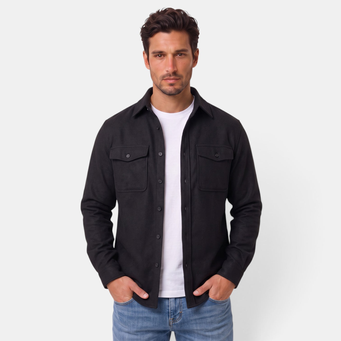 Sobrecamisa Hombre Algodón Premium Casual Manga Larga Holgada