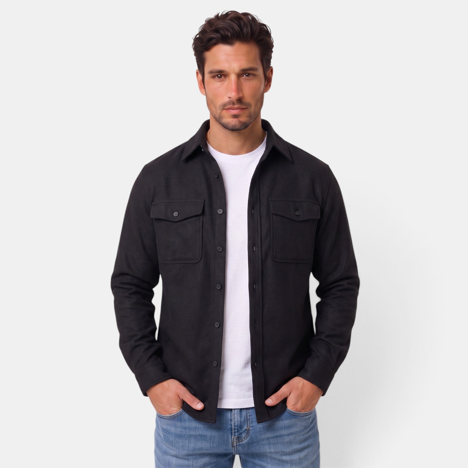 Sobrecamisa Hombre Algodón Premium Casual Manga Larga Holgada