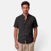 Camisa de Lino Hombre Cuello Mao Manga Corta Casual Verano