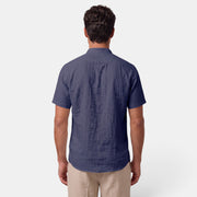 Camisa de Lino Hombre Cuello Mao Manga Corta Casual Verano