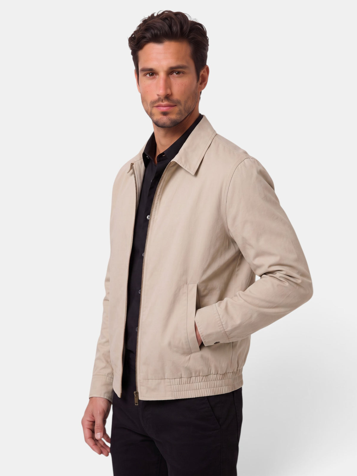 Chaqueta Hombre Cremallera Cuello Clásico