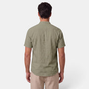 Camisa de Lino Hombre Cuello Mao Manga Corta Casual Verano