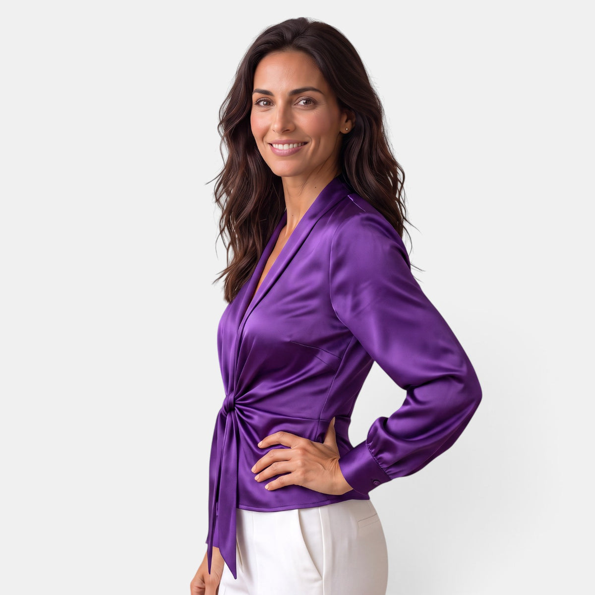 Blusa Mujer Satinada Manga Larga