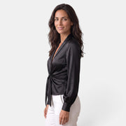 Blusa Mujer Satinada Manga Larga