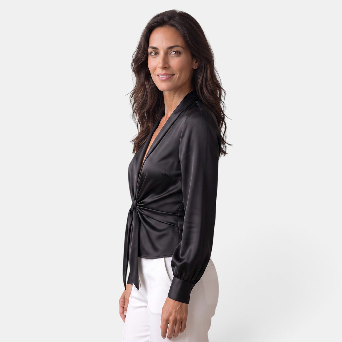 Blusa Mujer Satinada Manga Larga