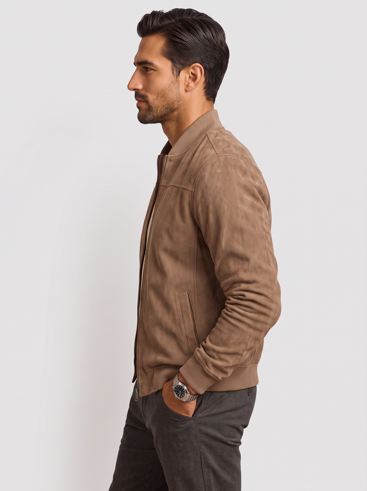 Chaqueta Bomber Hombre Premium – Bomber Efecto Ante Ligera