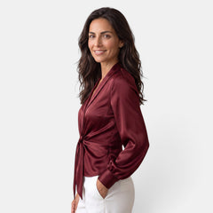 Blusa Mujer Satinada Manga Larga